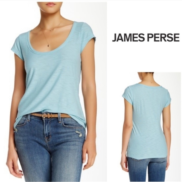 New James Perse Deep V-Neck Short Sleeve Mal T-Shirt Tee NWT Size 2/Medium - Picture 1 of 7